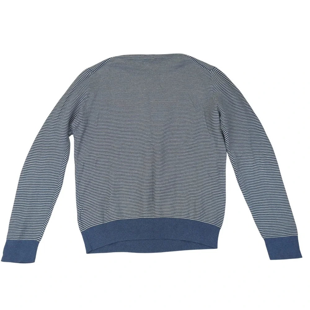 J.Crew Mens Size L Blue Striped 100% Cotton Crew Neck Long Sleeve Sweater Stripe